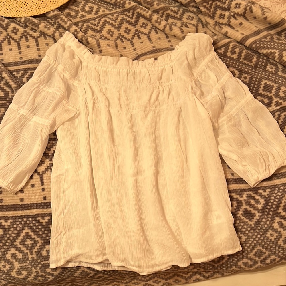 Off the shoulder white blouse